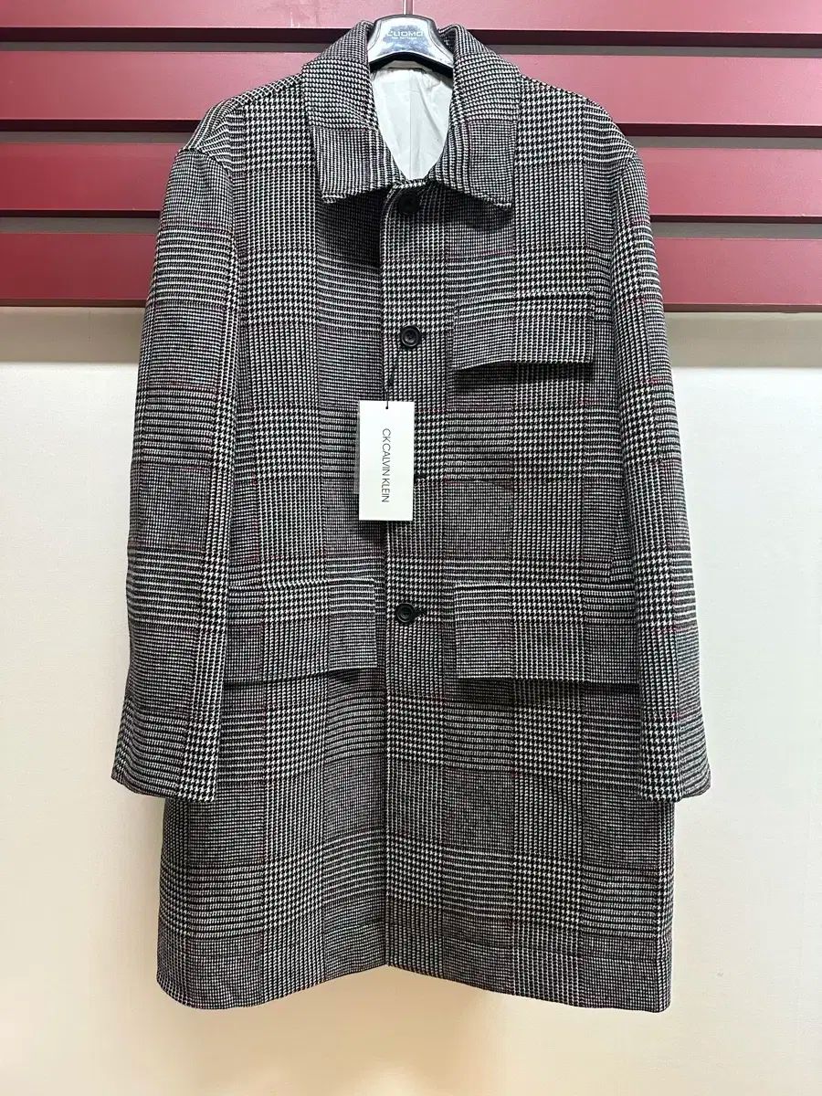 カルバン クライン グレンチェック オーバーサイズ ウールコート