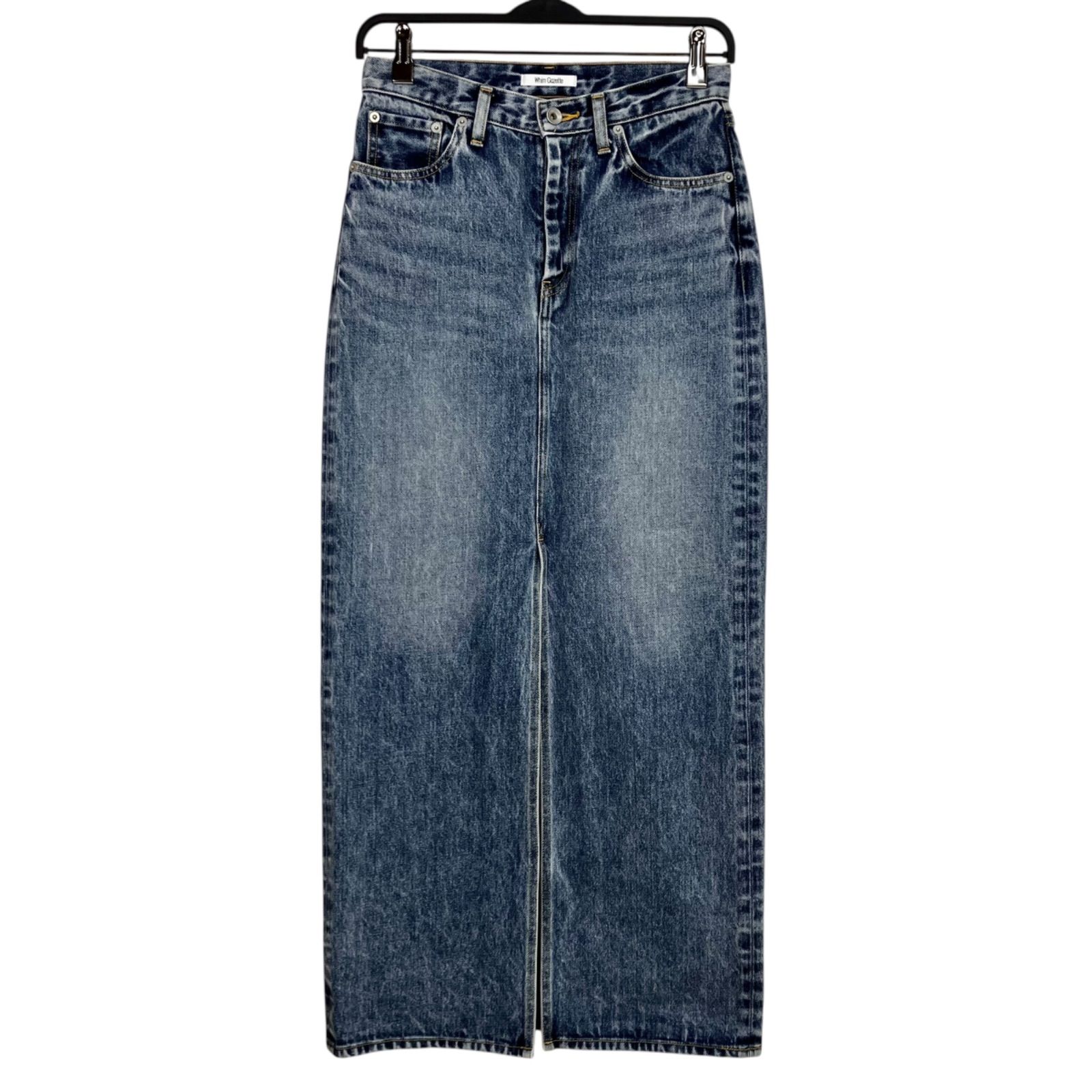 Whim Gazette デニムスリットスカート 38 ブルー 青 ウィムガゼット Iライン ロング