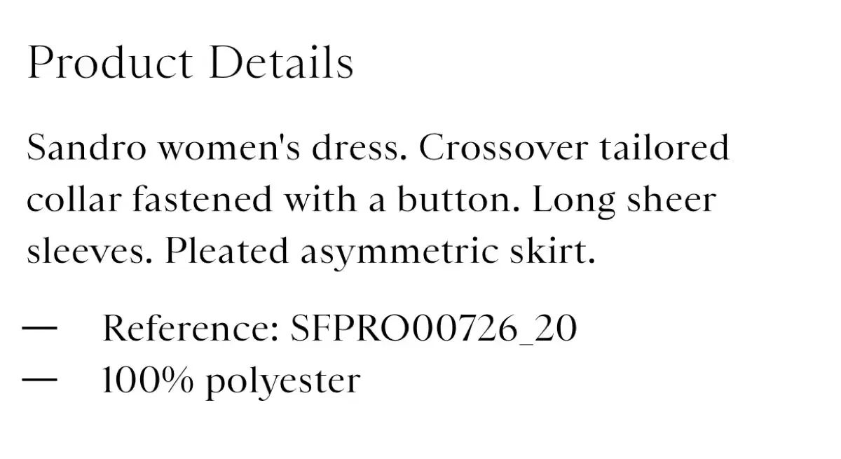  SANDRO サンドロ ワンピース 34 サイズ 長袖 七分袖 その他
