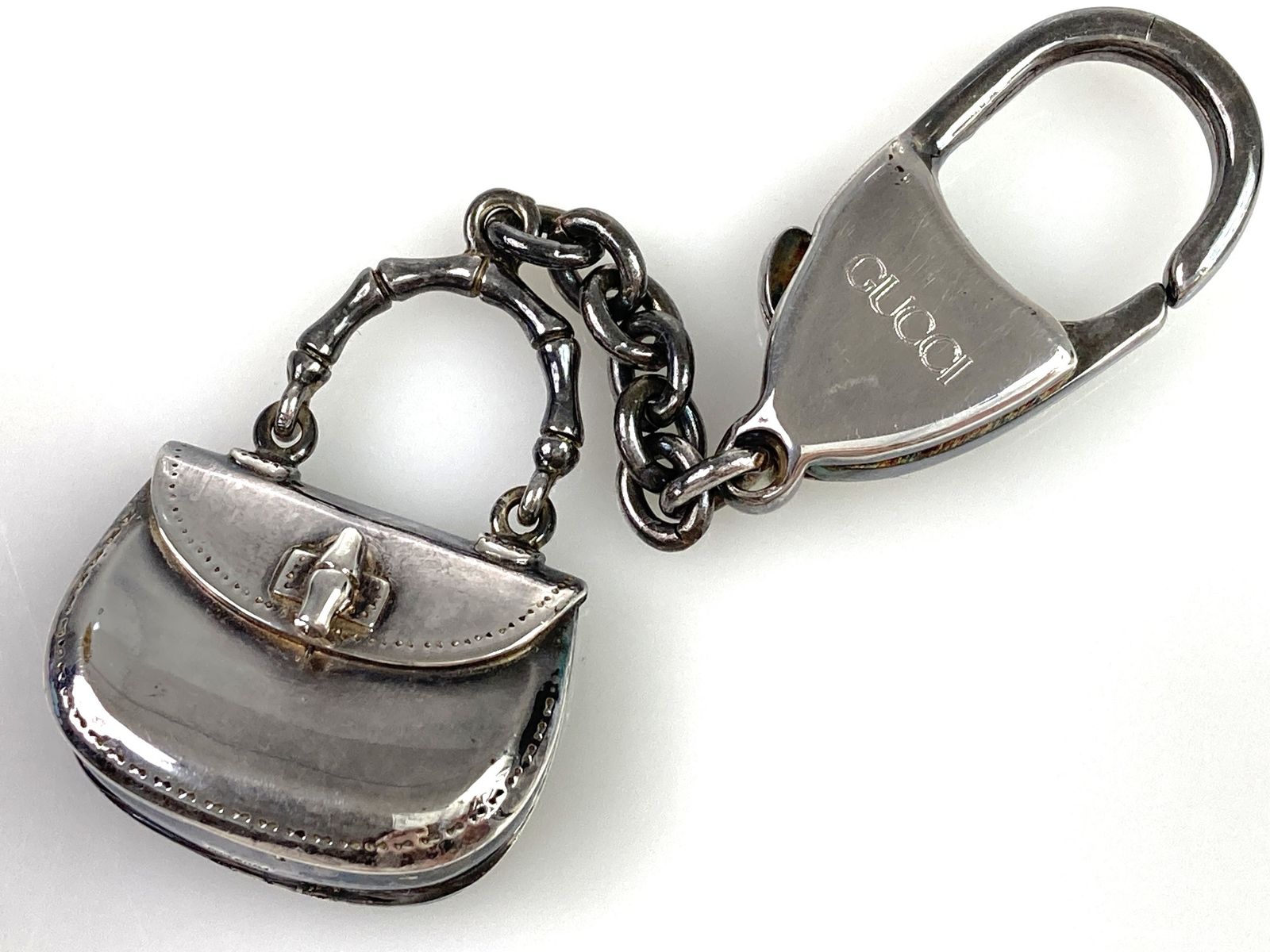 グッチ GUCCI バンブーバッグデザイン キーホルダー チャーム キーリング バッグチャーム シルバー
