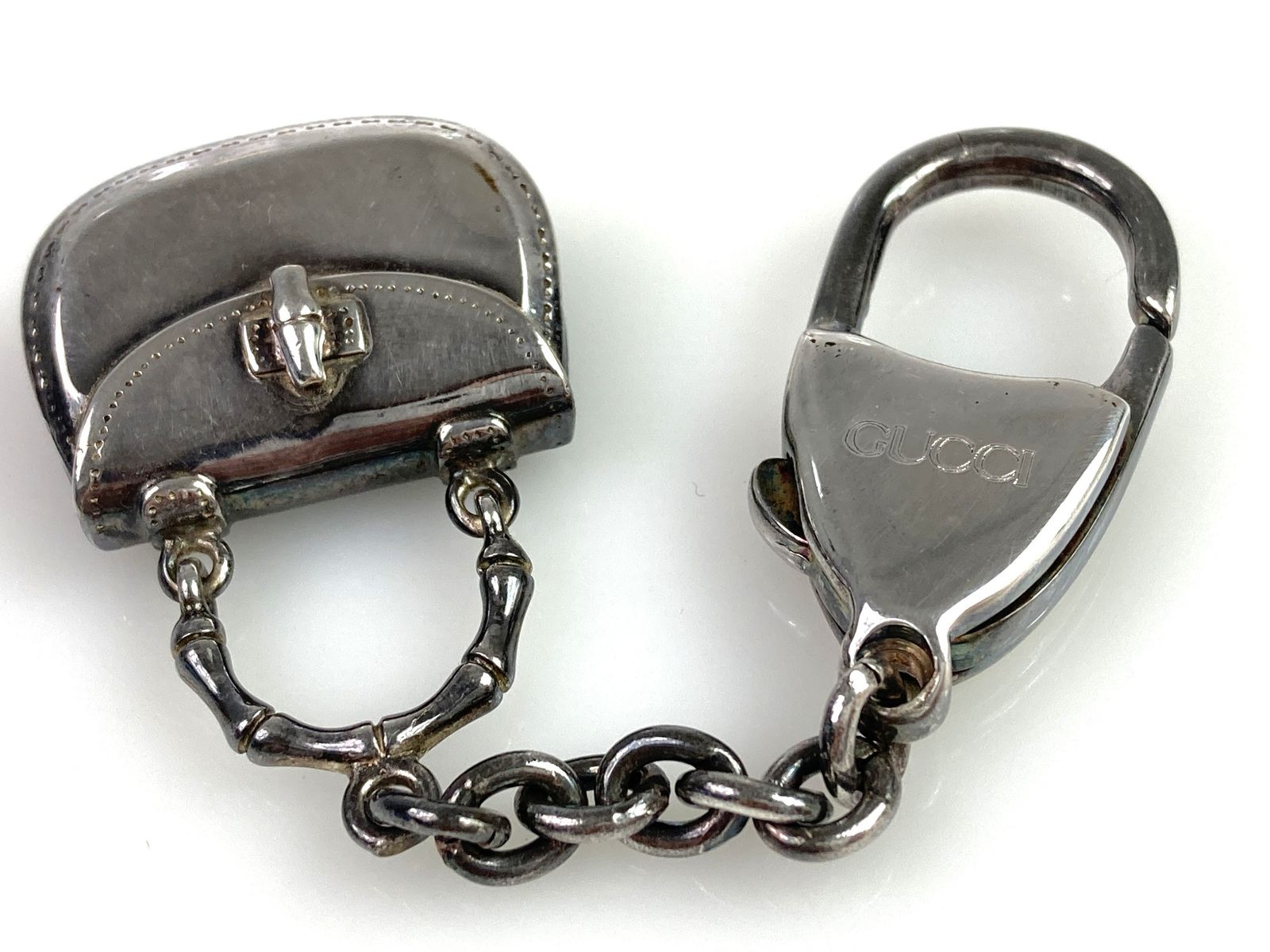グッチ GUCCI バンブーバッグデザイン キーホルダー チャーム キーリング バッグチャーム シルバー