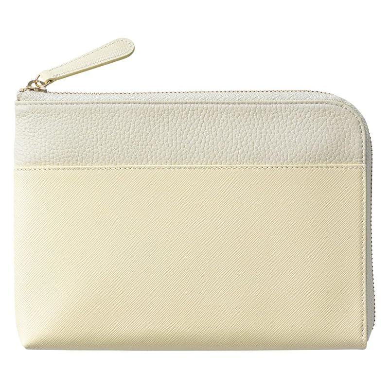 コラーレ corale 母子手帳ケース 2人用 親子手帳 お薬手帳 ケース 革 本革 通帳ケース 抗菌 L字ファスナー 出産祝い アイボリーホワイト×オフホワイト