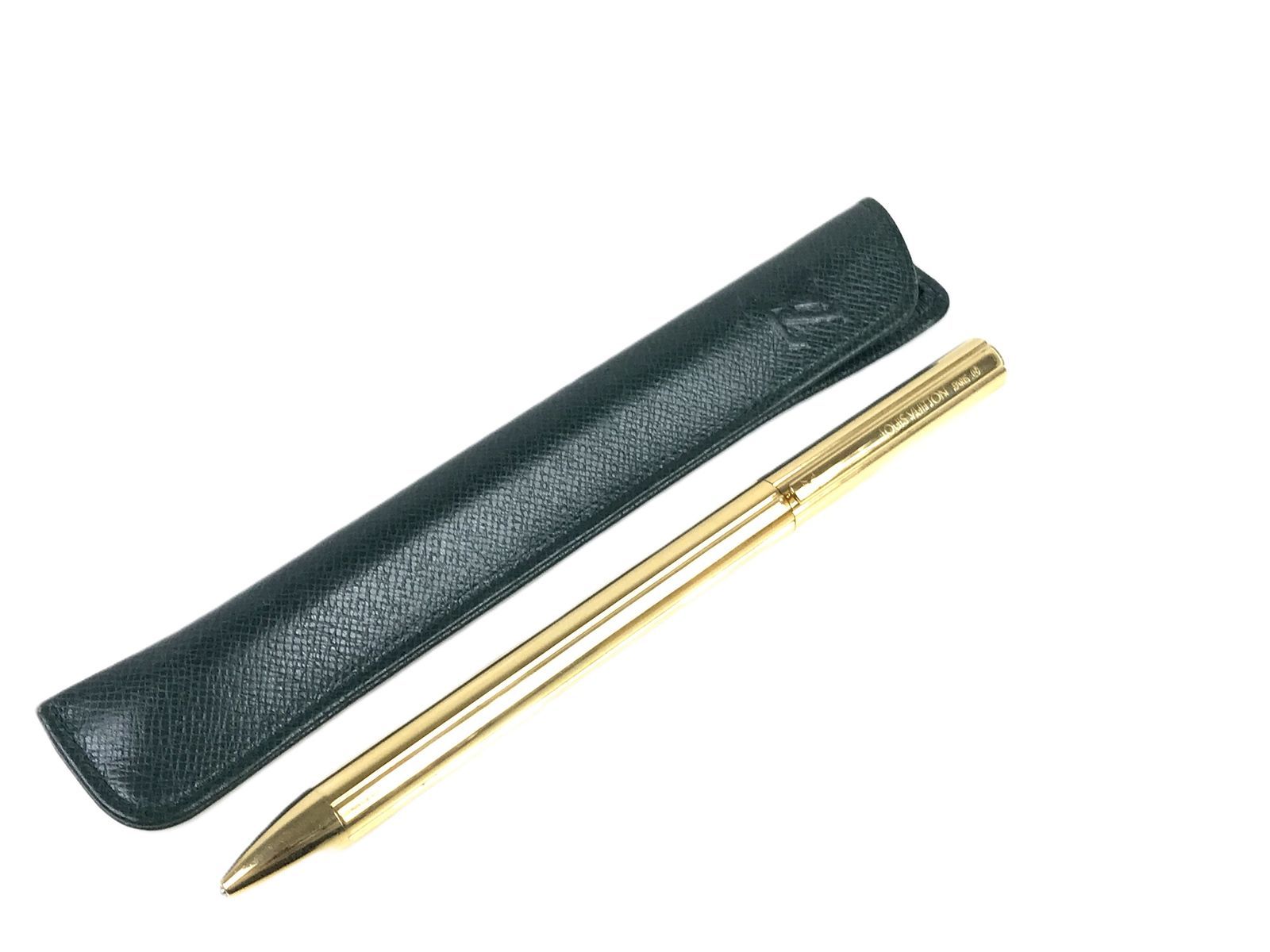 ルイ ヴィトン LOUIS VUITTON 回転式 ボールペン 黒インク 筆記OK ケース付き ゴールド