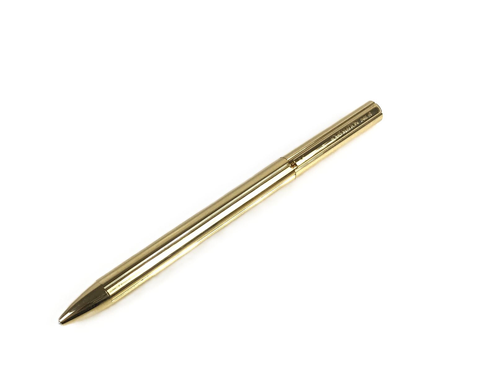 ルイ ヴィトン LOUIS VUITTON 回転式 ボールペン 黒インク 筆記OK ケース付き ゴールド