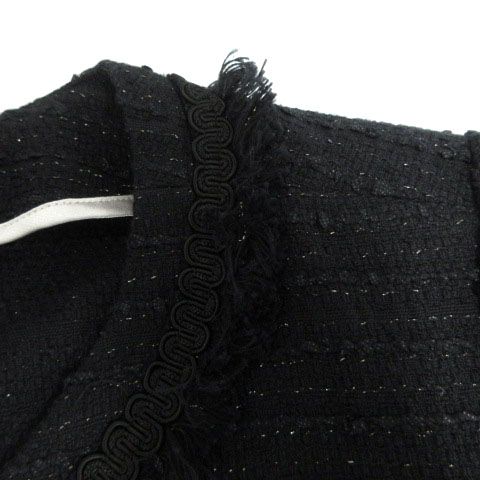 ナラカミーチェ NARA CAMICIE ツイードスーツ フォーマル ノー ジャケット スカート マーメイド 裾フ ミディ丈 フリンジ ラメ ブラック 黒 1 2