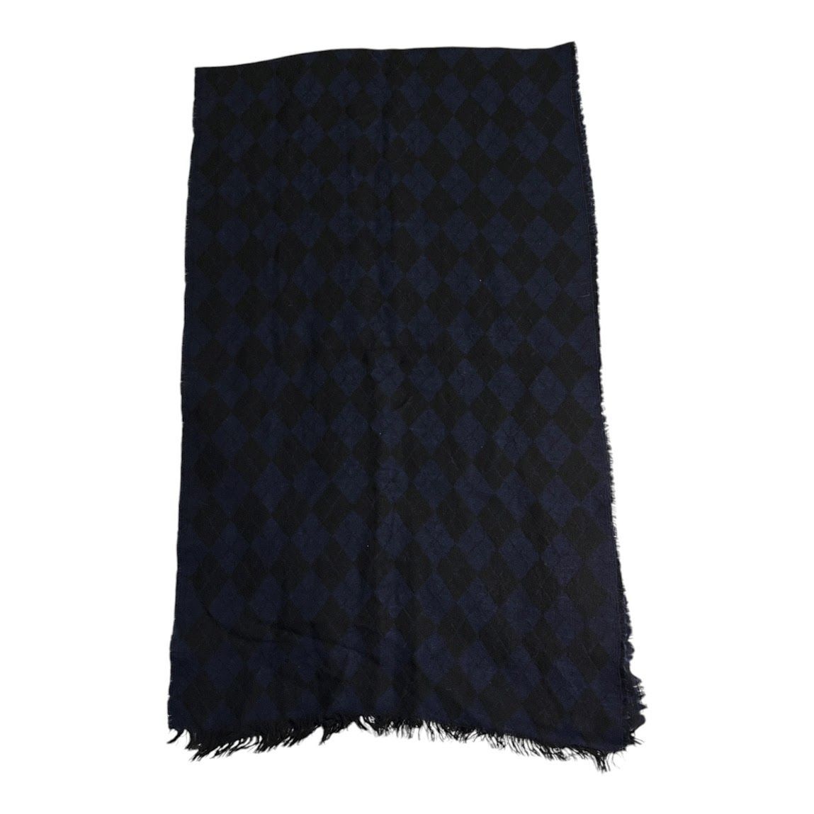 B061 TAKEO KIKUCHI タケオキクチ ウール ストール ショール マフラー ひざ掛け ネイビー カジュアル