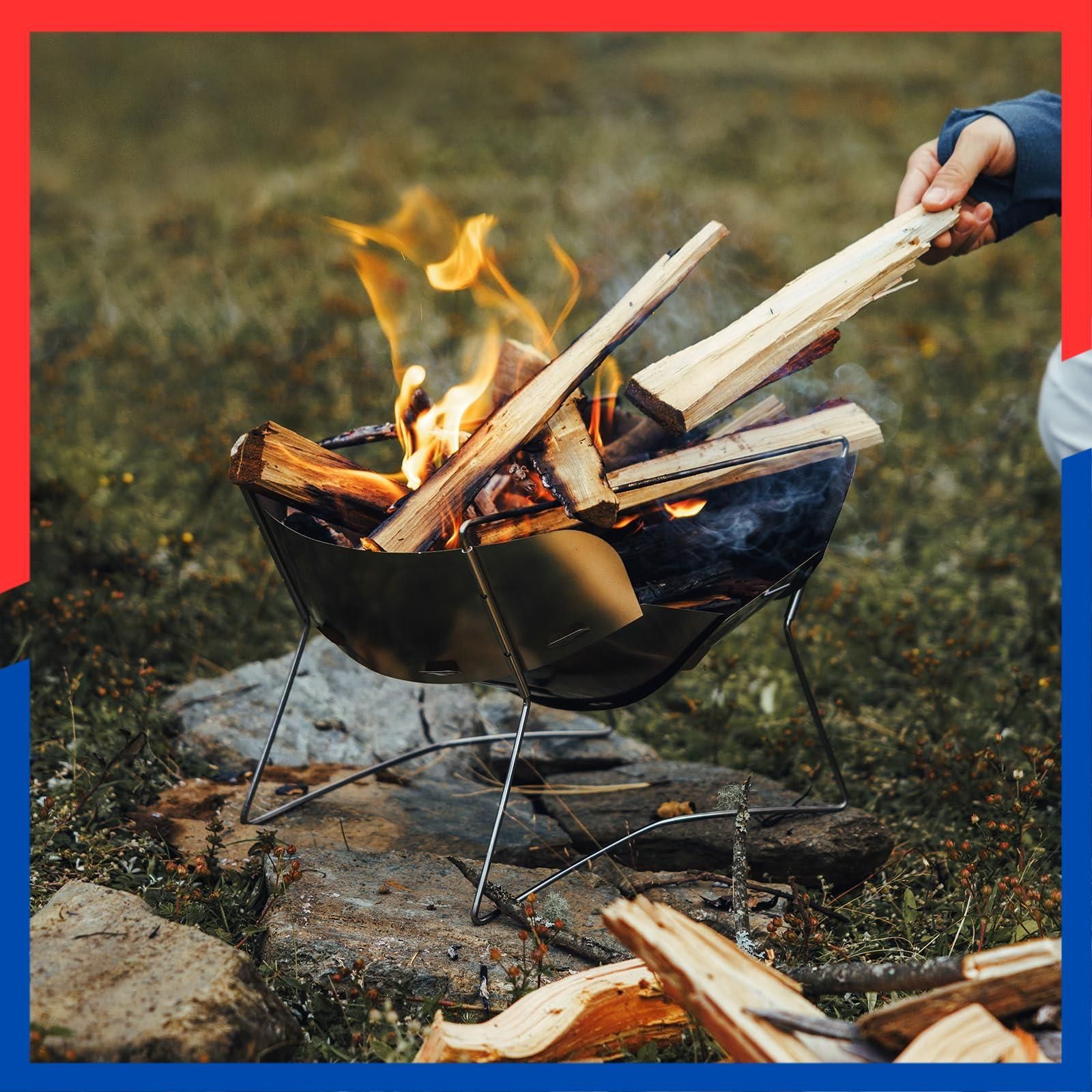 Thous Winds 焚き火台 バーベキューコンロ ソロ 焚火台 超軽量 折りたたみ式 コンパクト 組み立て簡単 アウトドア キャンプ用品 焼き網 グリル 収納袋付き