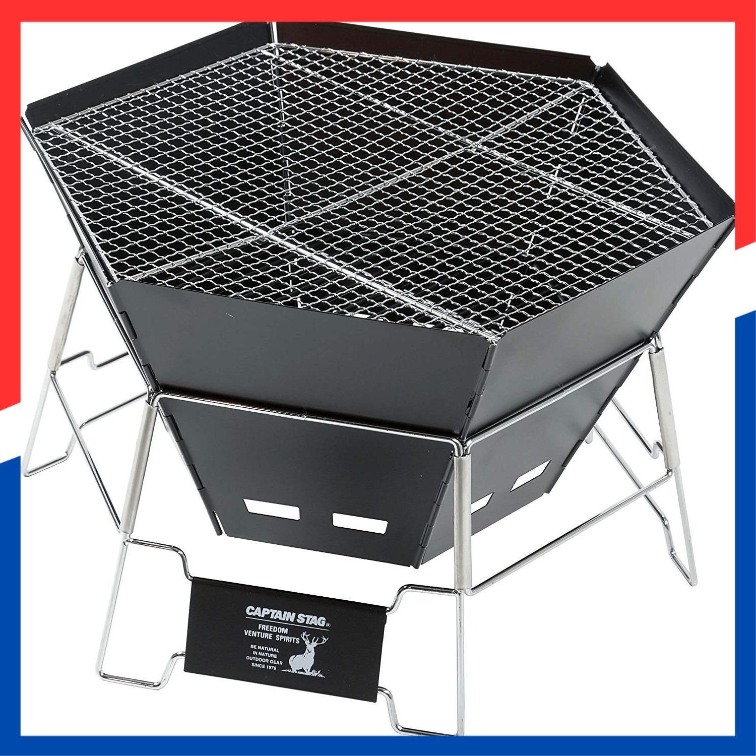 バッグ付 ファイアグリル ヘキサステンレス CSブラックラベル 1台3役 ダッチオーブン 焚火台 UG-50 バーベキューコンロ STAG キャプテンスタッグ CAPTAIN