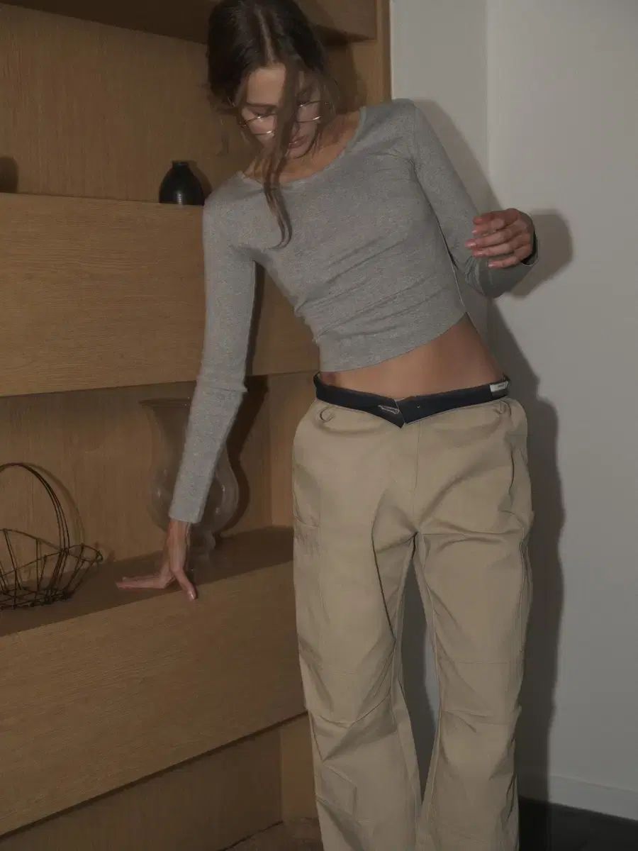 レターアンド ポケット カーゴ パンツ ベージュ