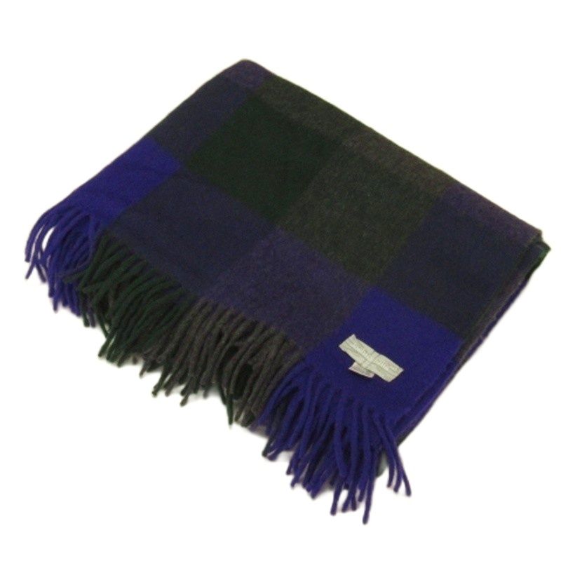 ジョシュアエリス Joshua Ellis チェック カシミヤ100％ 大判 マフラー ストール パープル系