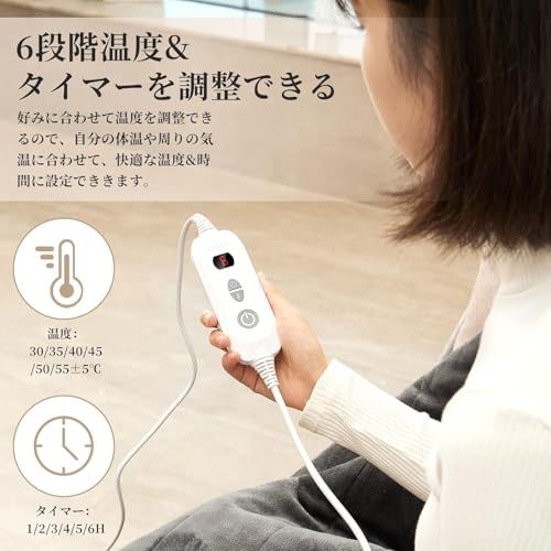 電気カーペット 1畳 180×80cm ダニ退治機能 電気毛布 敷き シングル 6段階温度調節-タイマー機能付き 丸洗い可 ホットカーペット兼用可 頭寒足熱配線 PSE認証済みs e2152588