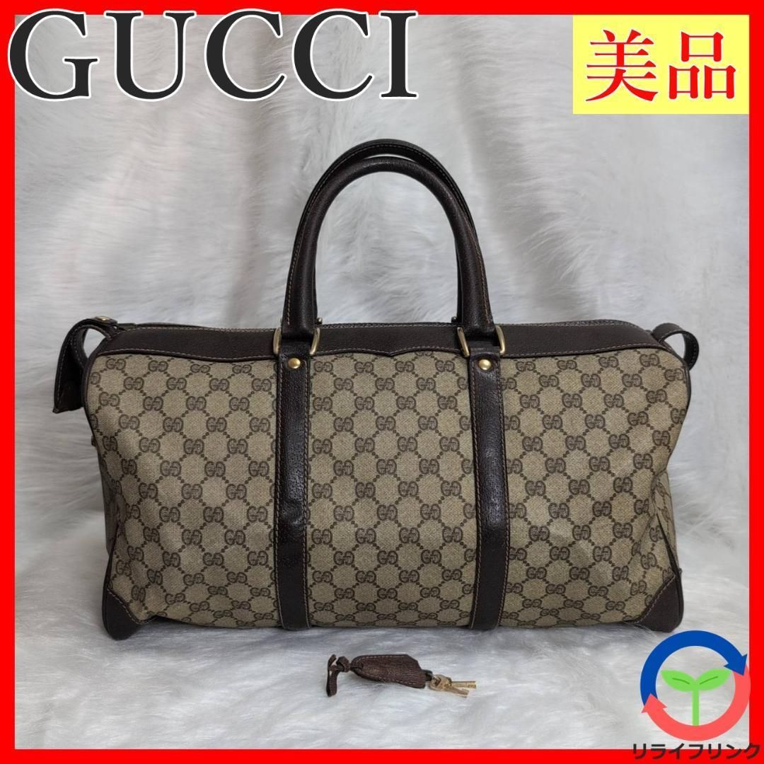 GUCCI GGスプリーム ボストンバッグ キャンバス ダブルG A4収納 旅行 トラベル カジュアル レディース メンズ ユニセックス