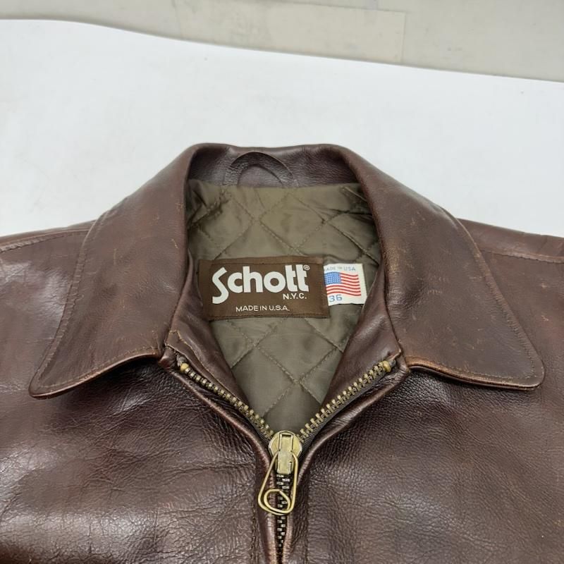 ショット 80s USA製 シングル ライダース レザー ジャケット 茶タグ