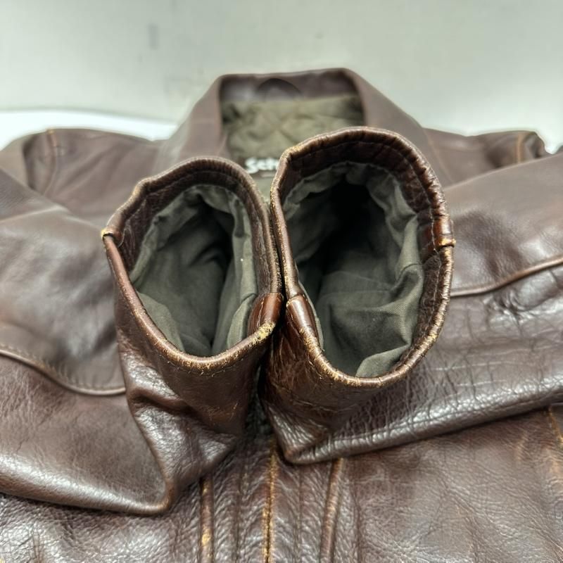 ショット 80s USA製 シングル ライダース レザー ジャケット 茶タグ