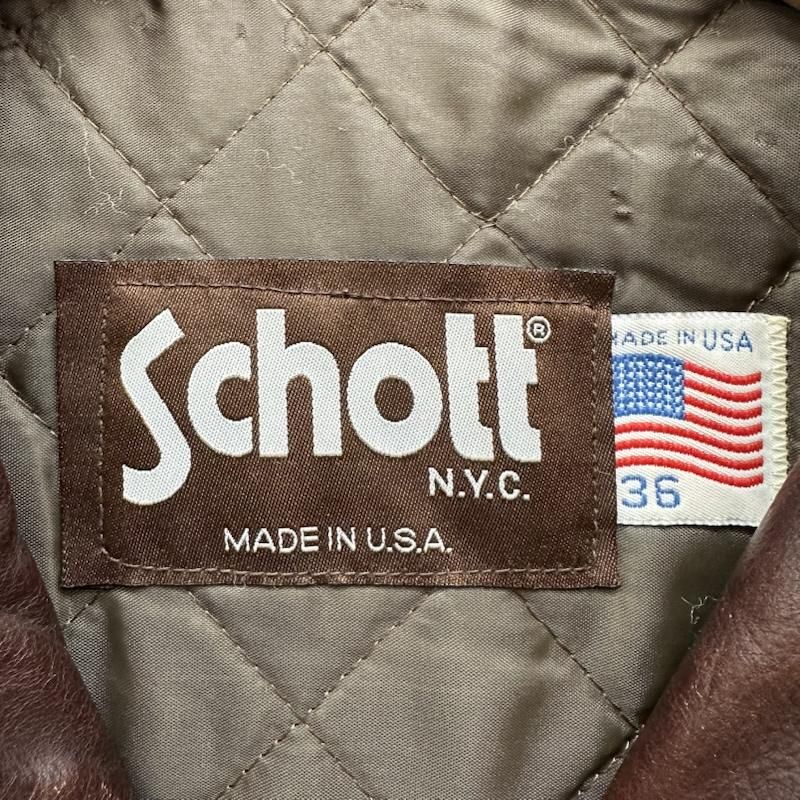 SCHOTT（80s USAショット） 茶タグ ヴィンテージ レザー ショット 80s USA製 シングル ライダース レザー ジャケット 茶タグ