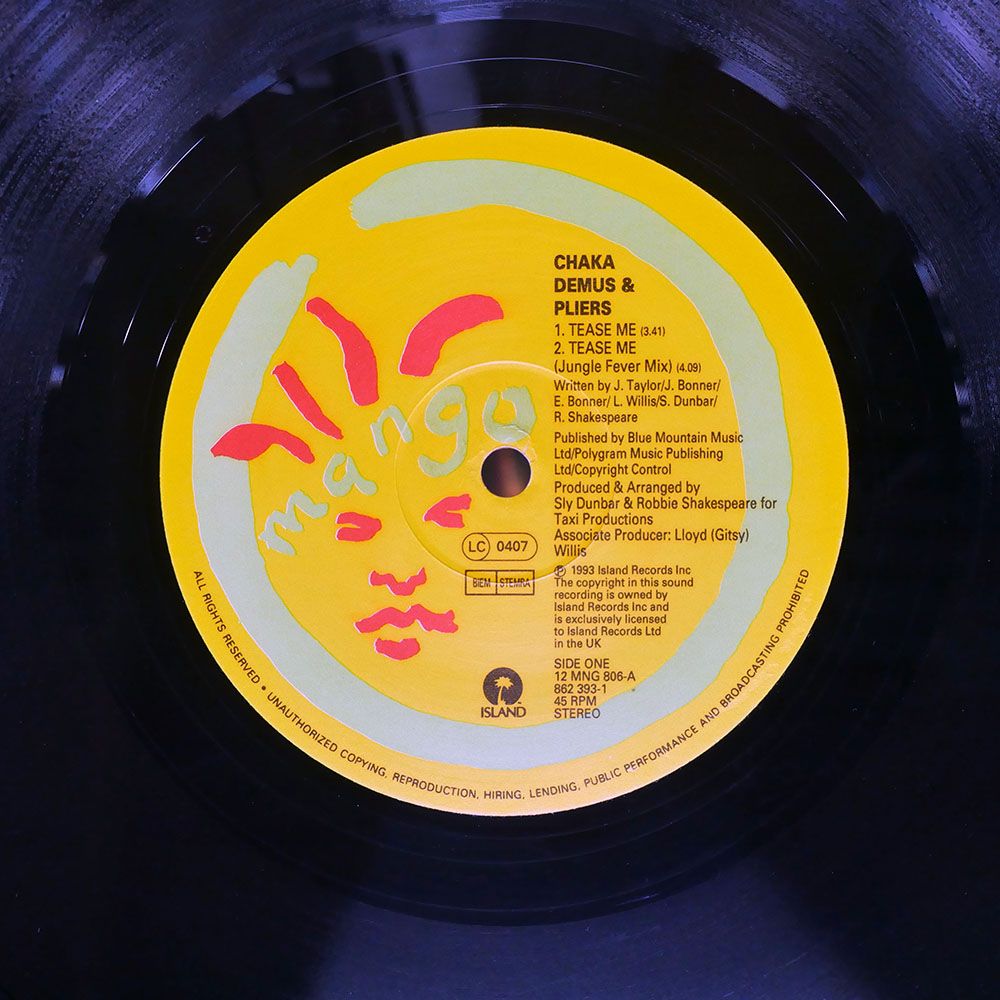 ヨーロッパ盤 CHAKA DEMUS & PLIERS/TEASE ME/MANGO 12MNG806 12