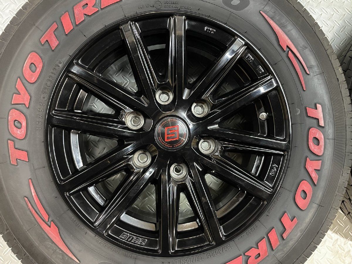 TOYO H 30 195 80 R 15 107 105 N LT 夏タイヤ SEIN 15インチ 7 33 バリ溝 ブラック レッドレター風 ハイエース等 MTI 967