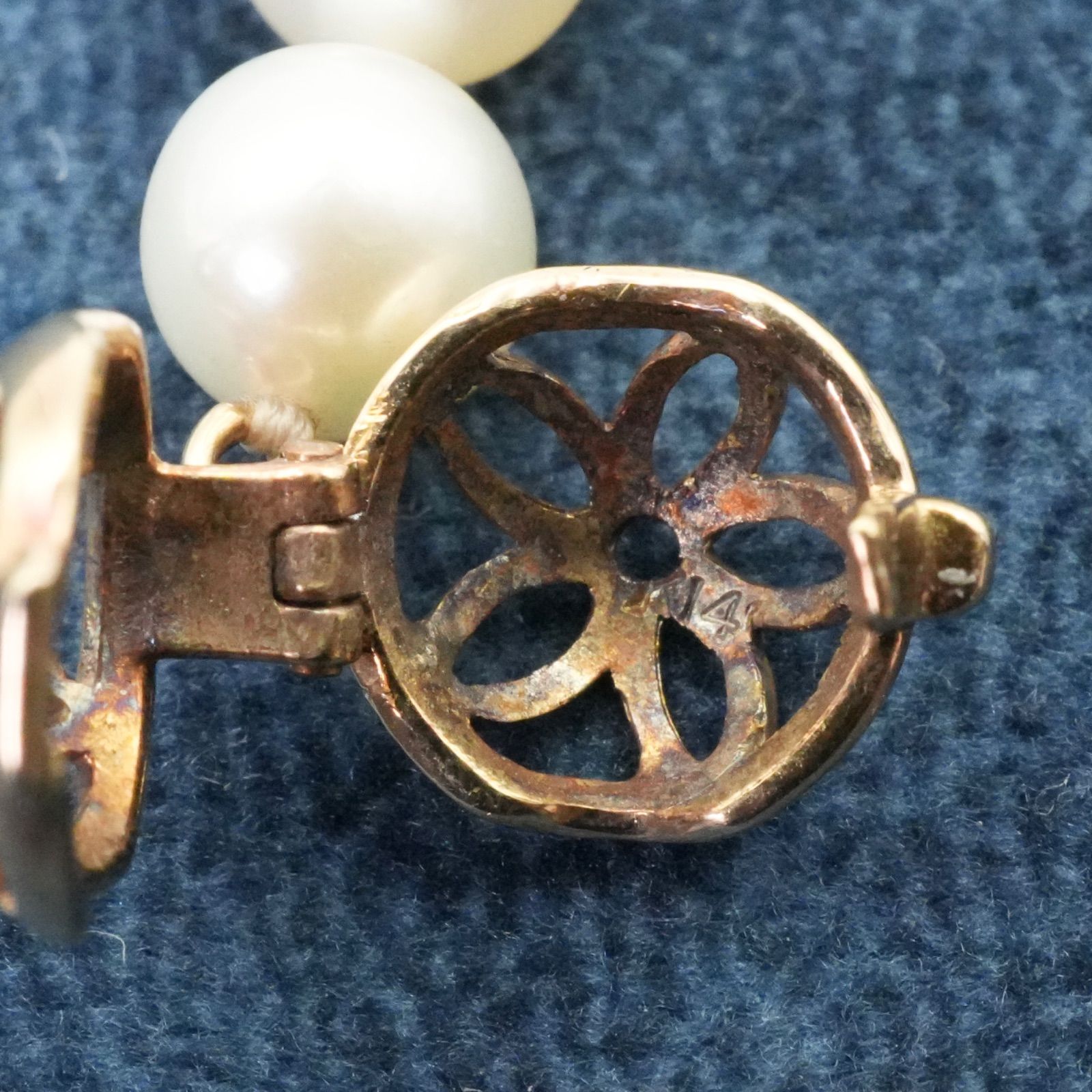 アコヤ真珠 K14 パックマンクラスプ ロング パール ネックレス/24-660