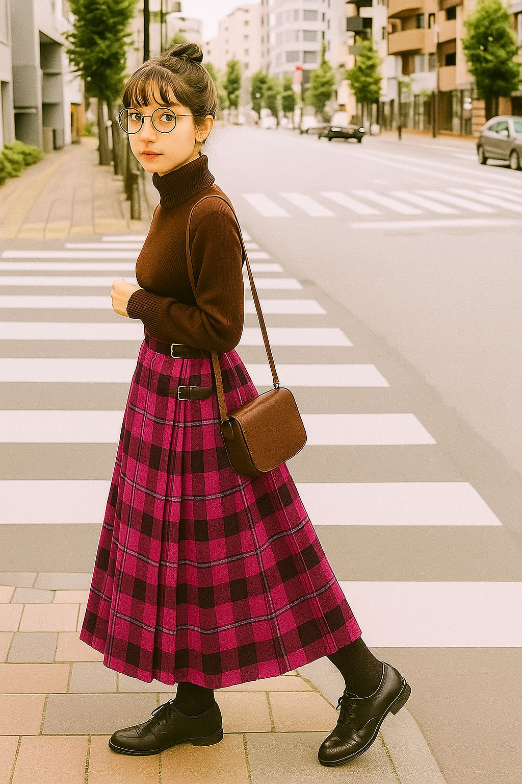 O Neill OF DUBLIN 別注 オニールオブダブリン チェック柄 キルトスカート プリーツスカート ロング 大きいサイズ 42 ピンク