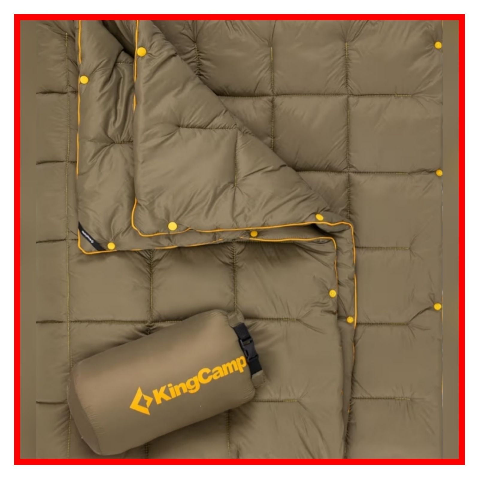 KingCamp ブランケット キャンプ フリース マルチブランケット 寝袋変形 200×145cm 大判 連結 防寒 保温 軽量 コンパクト 車中泊 防災 アウトドア カーキ オリーブ