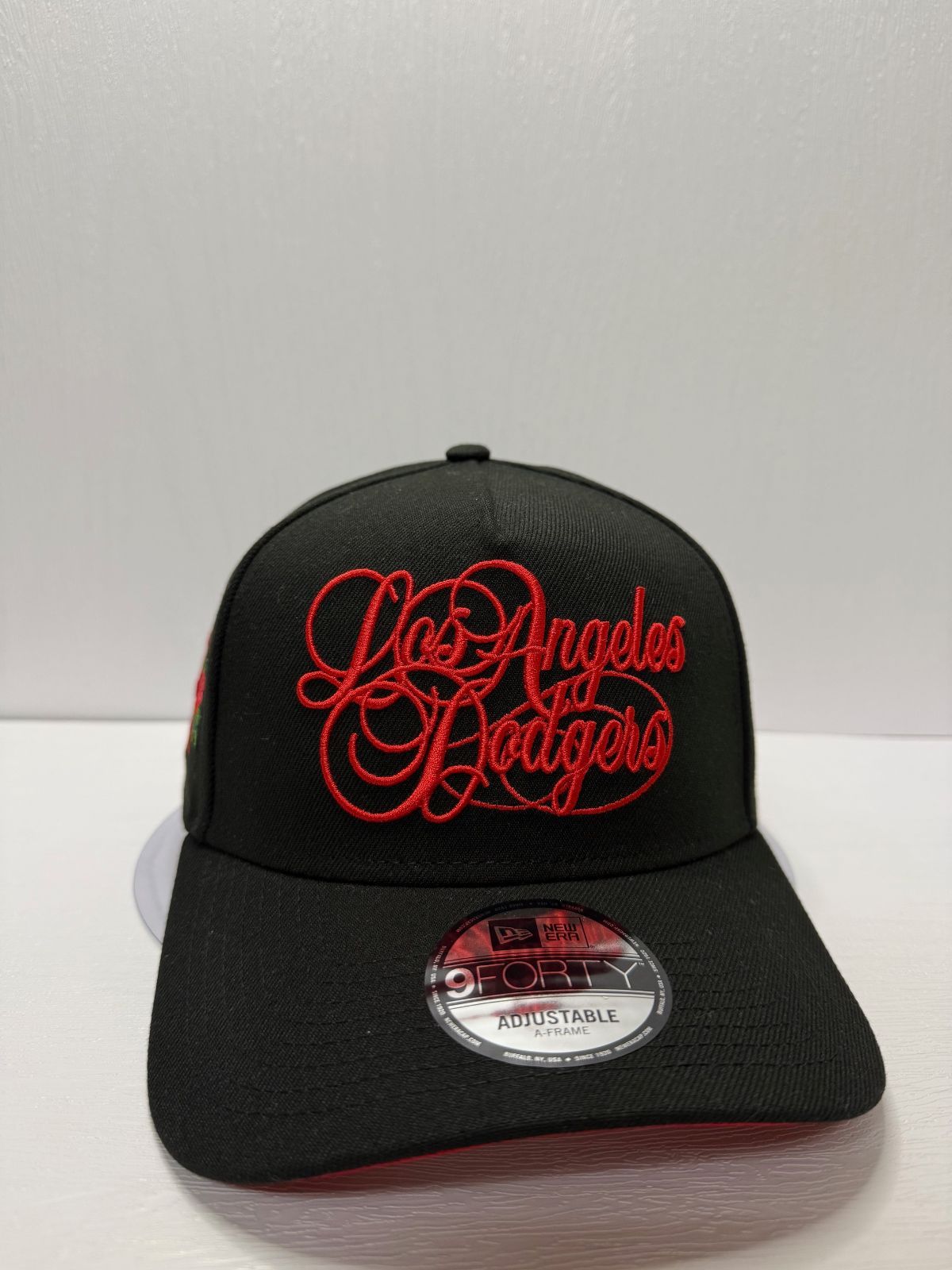 Newera ロサンゼルスドジャース ローズ刺繍 9forty A-FRAME スナップバックキャップ ブラック