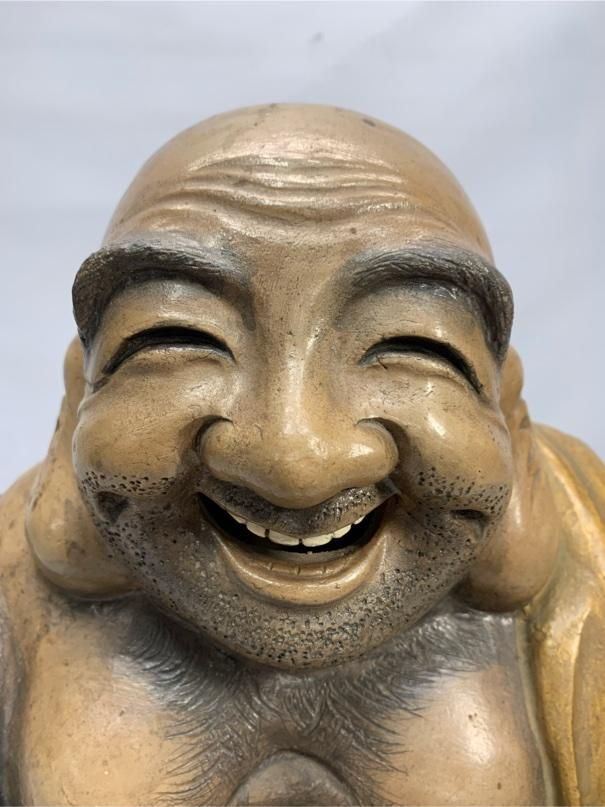 【 神像 】 七福神　布袋尊 ／ 手彫り ／ ヴィンテージ　昭和　骨董 神像 】 七福神 布袋尊 ／ 手彫り ／ ヴィンテージ 昭和 骨董 2025年