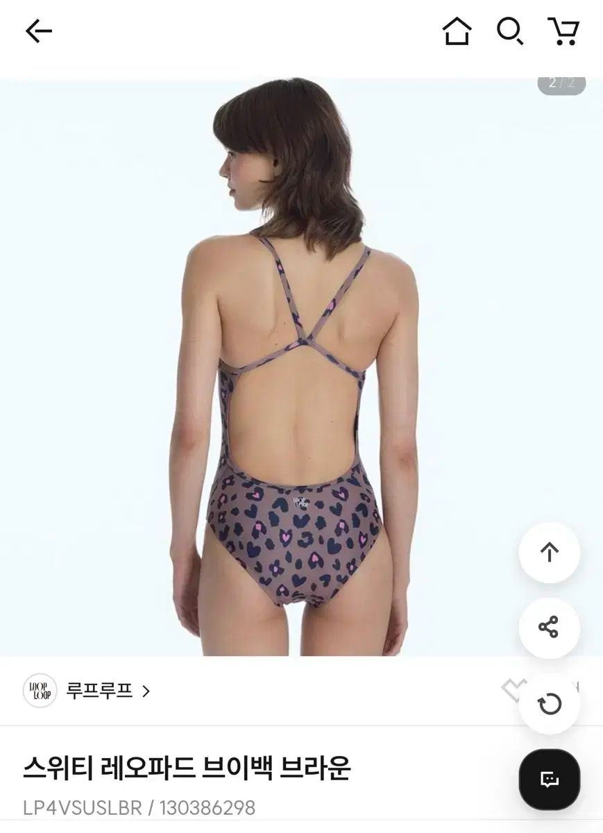 ループプルーフ スイート レオパード Vバッグ ブラウン 水着 スイミングキャップ セット