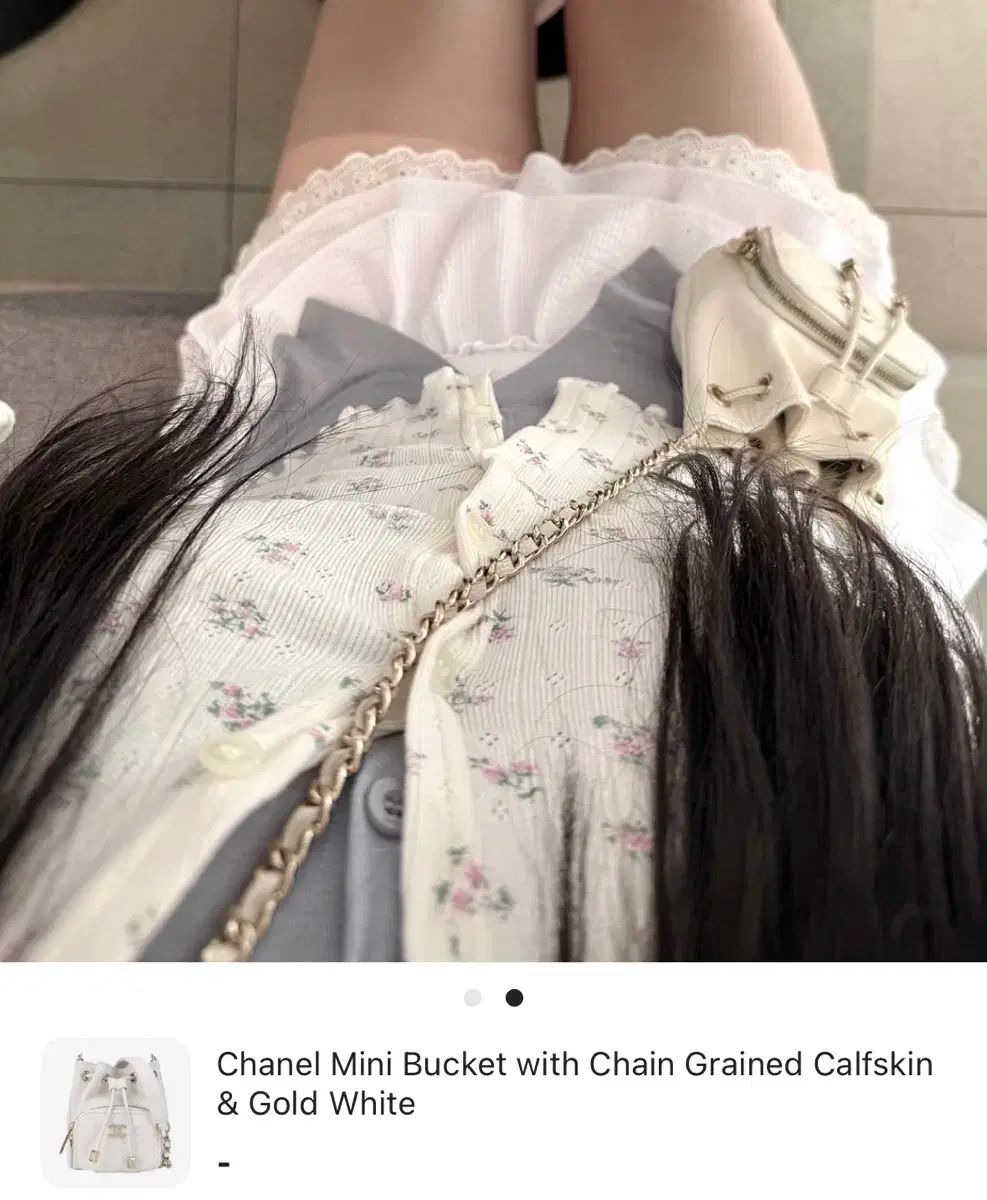  シャネル ミニ チェーン バケットバッグ 白 メッセンジャーバッグ ショルダーバッグ