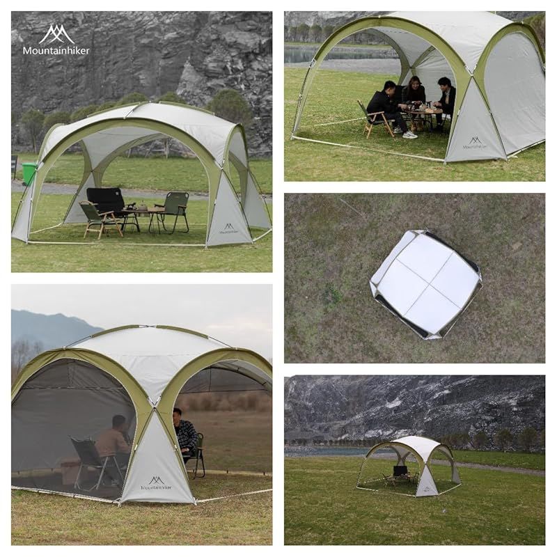 M MOUNTAINHIKER シェードテント 150Dオックスフォードポリエステル耐久性のあるシェードテントアウターテント 防風性と防水性のターポリン 複数人に適しています 4mx4mの広いスペース ビーチシェード 組み立てが簡単 夏の屋外キャンプに最適