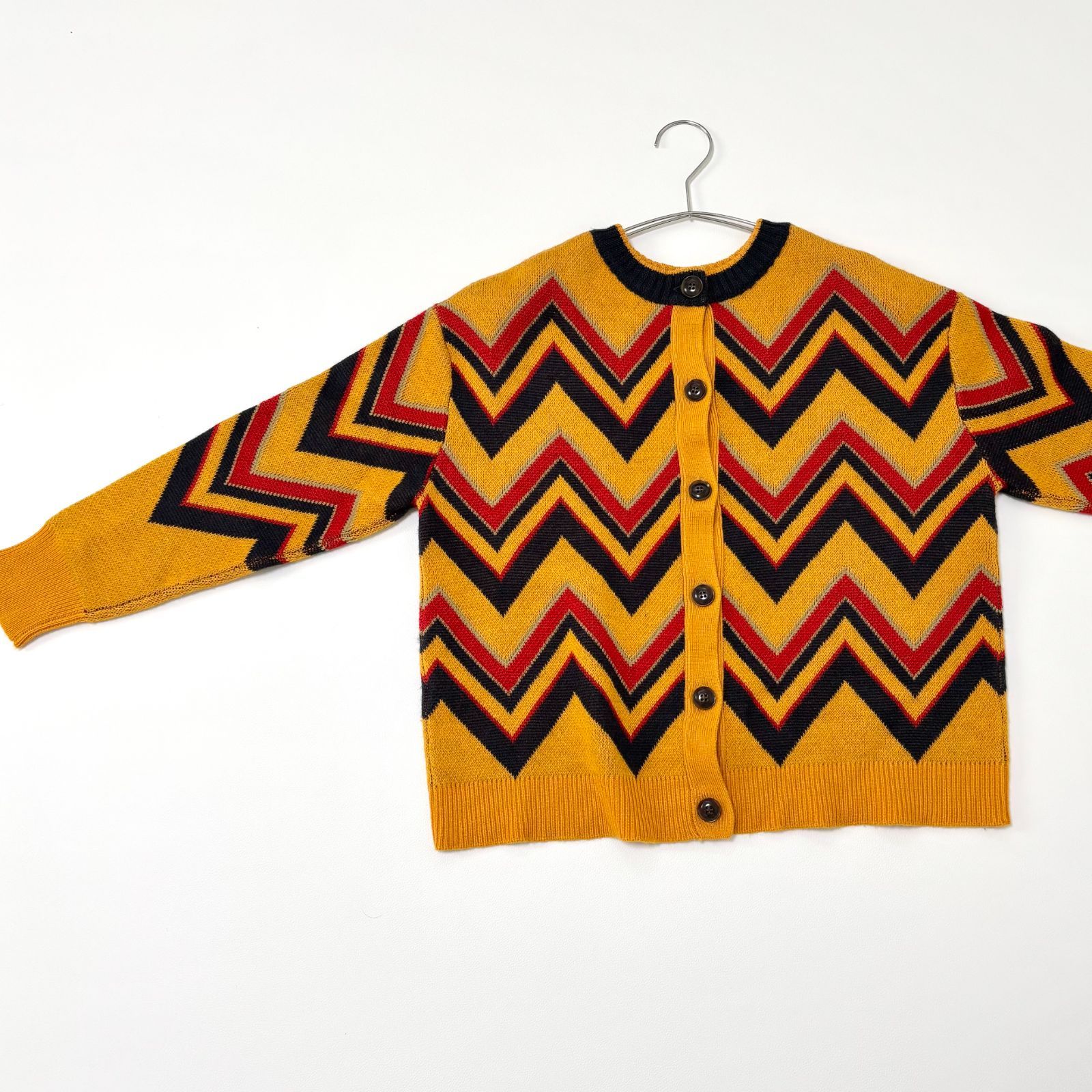  UNITED FILAMENTS 秋霞堂 SHUKADO✂︎TOKYO ジグザグ ニットカーディガン 山吹色 長袖 カーディガン ボレロ アンサンブル