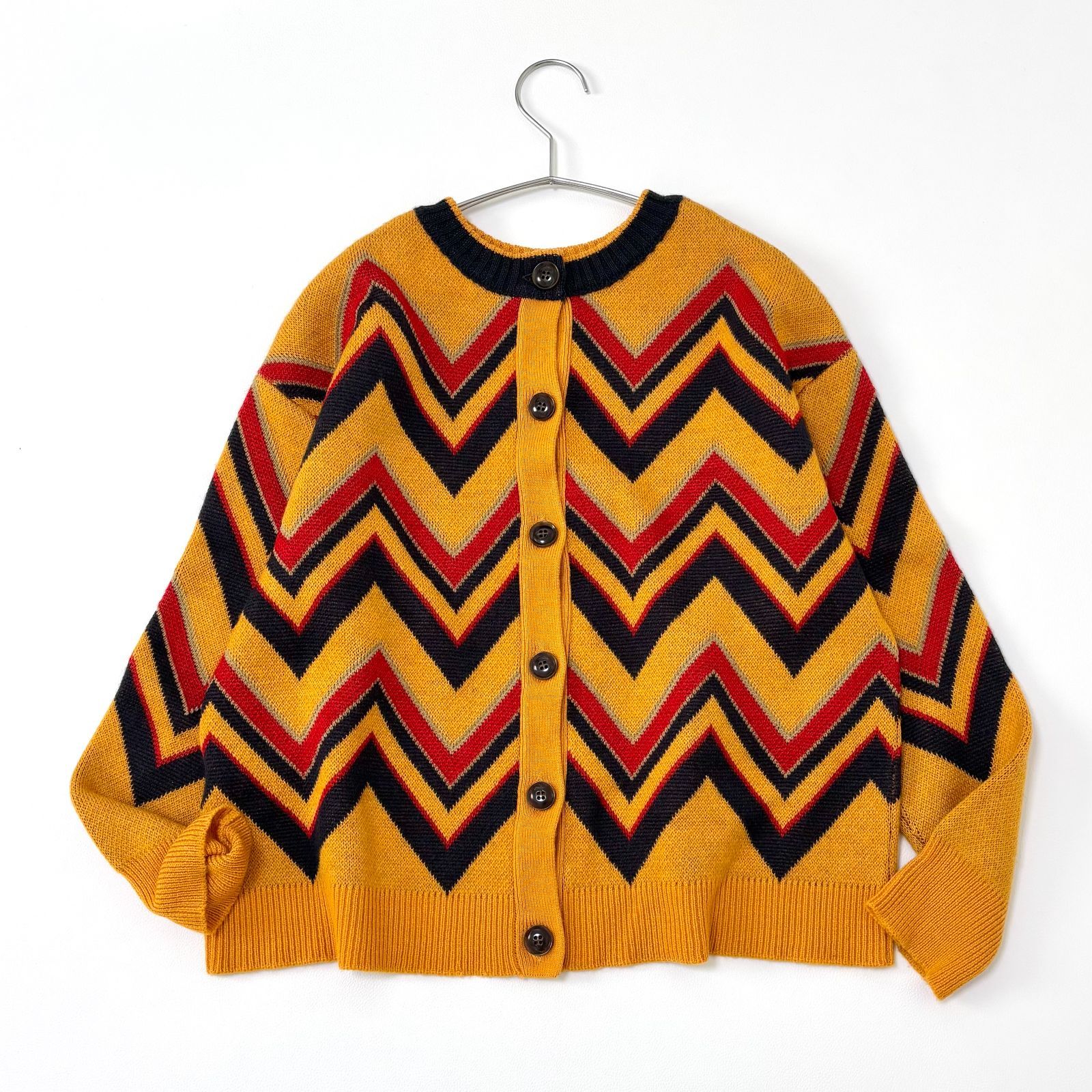 UNITED FILAMENTS 秋霞堂 SHUKADO✂︎TOKYO ジグザグ ニットカーディガン 山吹色