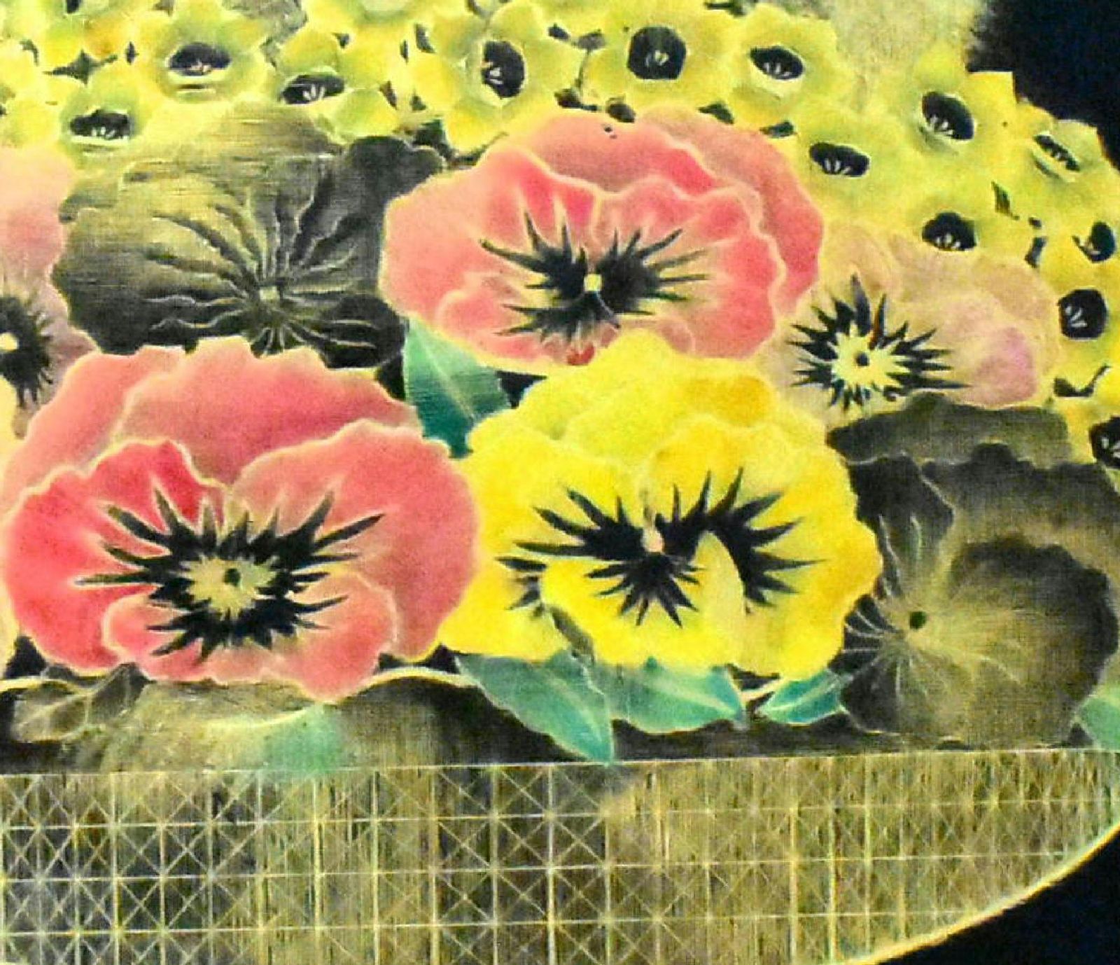 【真作】絵画　高橋俊子　日本画10号　かごの花　色彩豊かな花の静物画　X66 i-img600x600-