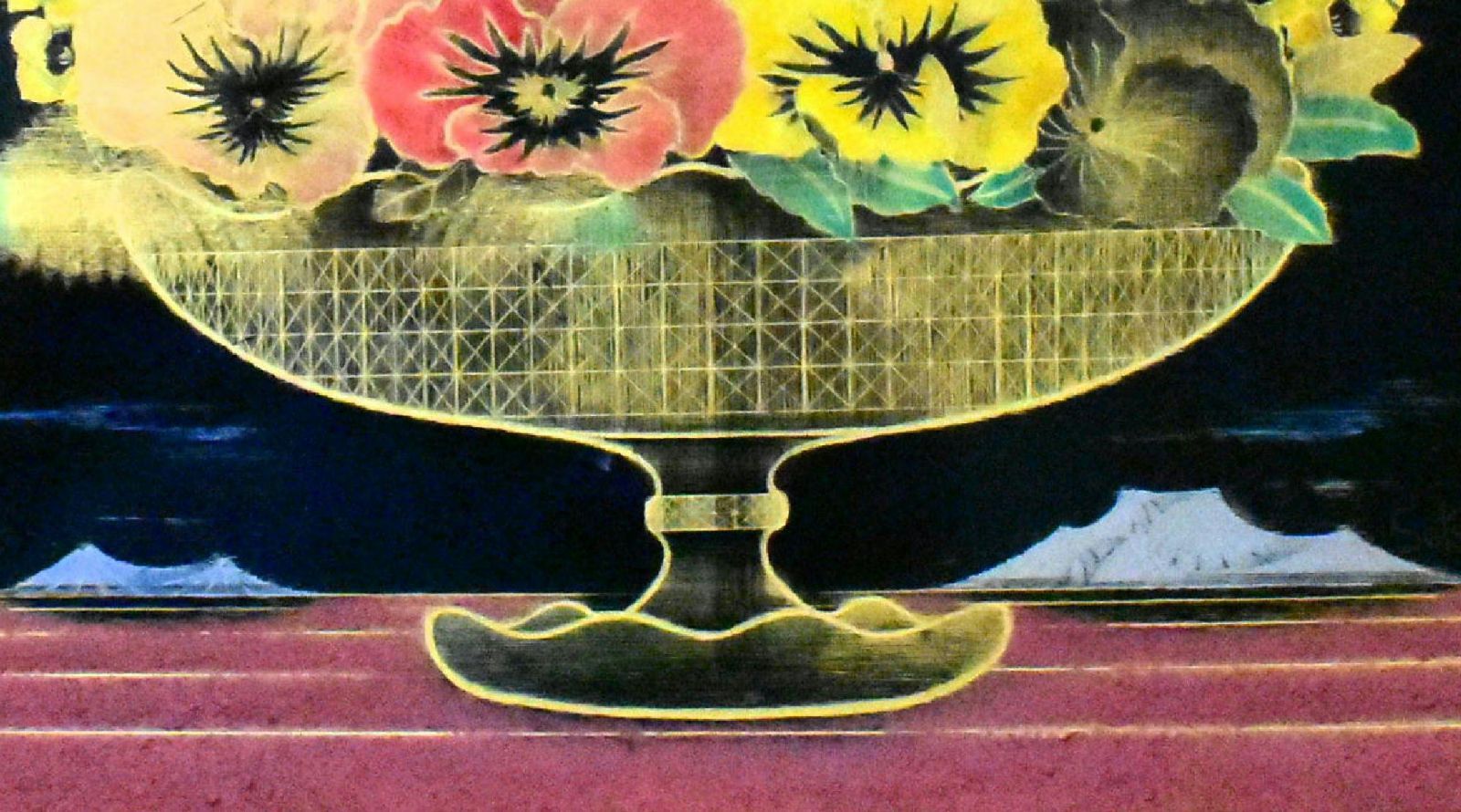 高橋節郎 「花」 漆パネル F8号 真作保証 漆工芸 巨匠 東京芸大名誉