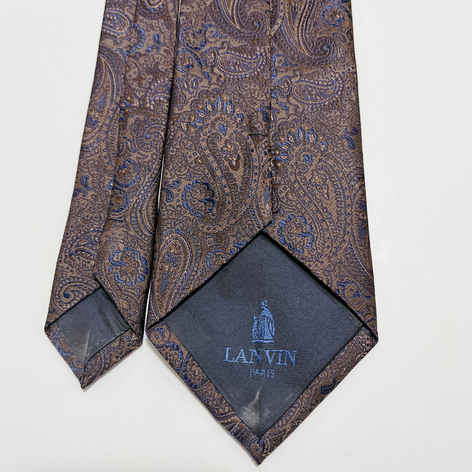 美品 ランバン ネクタイ ハイブランド ペイズリー柄 光沢 ジャガード