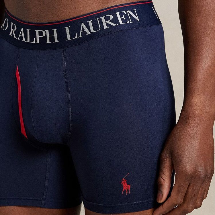 ポロラルフローレン 4D COOLING MICROFIBER ボクサーブリーフ 3PK クルーズネイビー レッドエンブレムプリント RL2000レッド MERCADOAVALIA_COM_BR