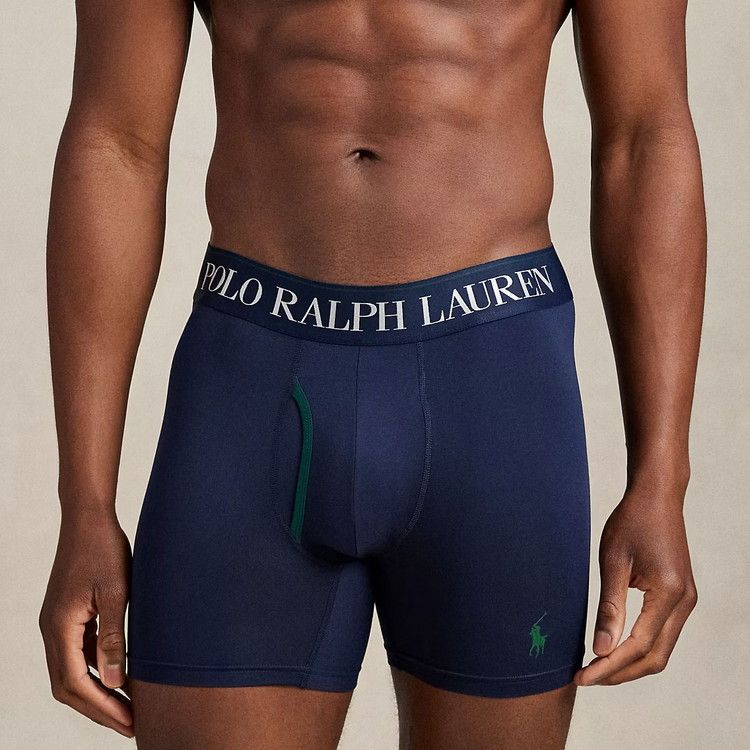 ポロラルフローレン 4D COOLING MICROFIBER ボクサーブリーフ 3PK クルーズネイビー グリーンエンブレムプリント モスアゲート