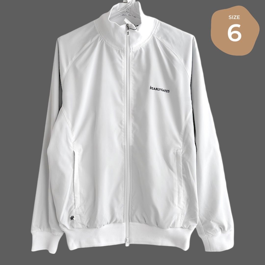 531 PEARLY GATES パーリーゲイツ 定価40 700円 メンズ 素材 防水 透湿 タフレックス ソーラーセンサーL ロゴ裏地 ストレッチ フルジップ ジャケット ブルゾン ゴルフウェア アウター ホワイト サイズ6 LLサイズ