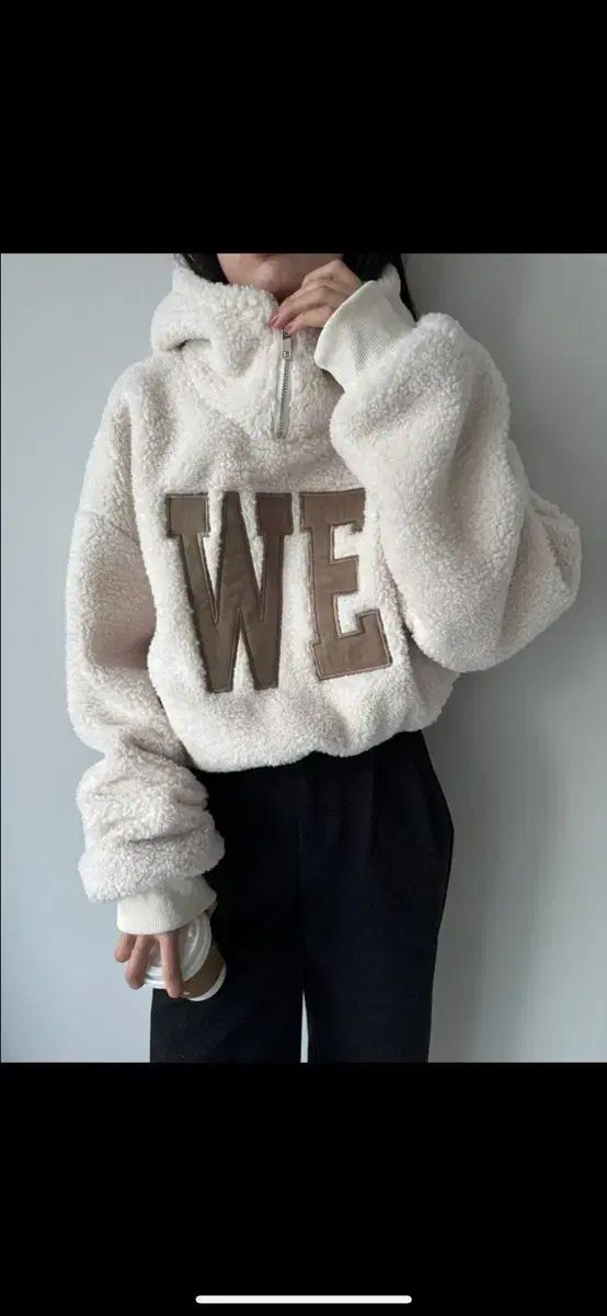 シープスキンスウェットフリースパーカーTシャツボアハーフジップパーカーQUEEN