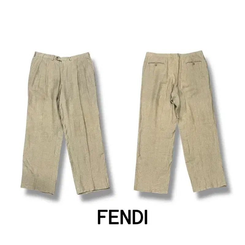 フェンディ ベージュ ピンタック スラックス s08680