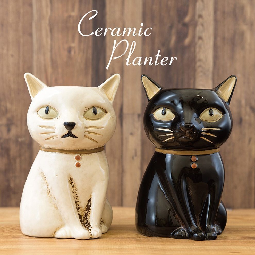 全国送料無料】セラミックフラワーポット cat ねこちゃん クリスマス