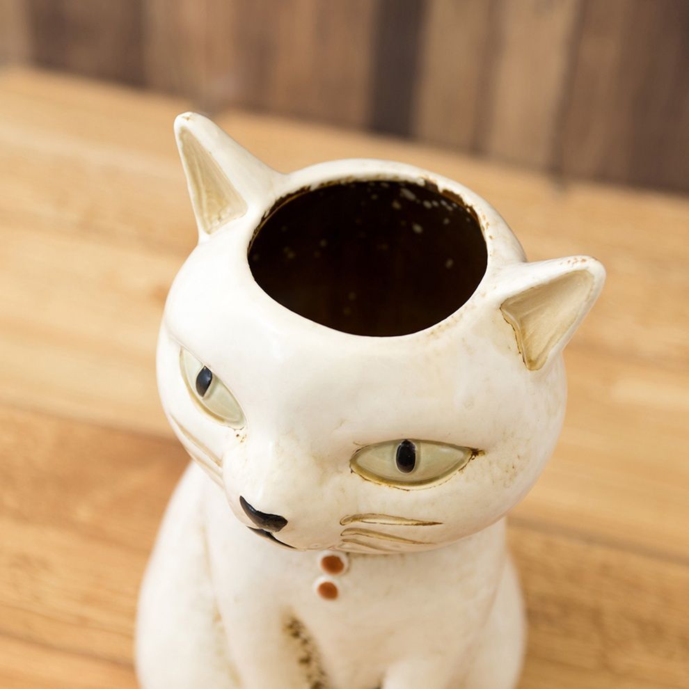 全国送料無料】セラミックフラワーポット cat ねこちゃん クリスマス