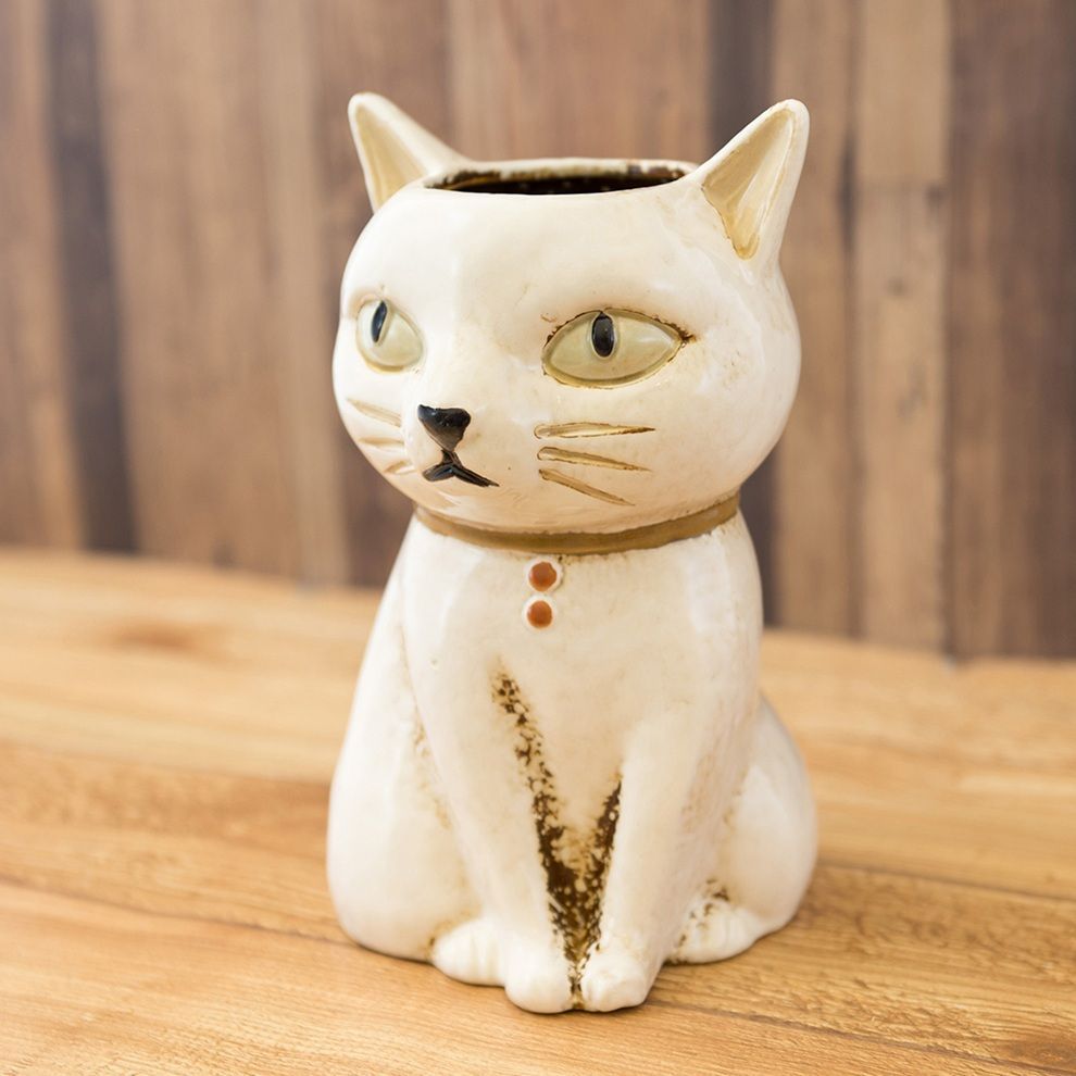 全国送料無料】セラミックフラワーポット cat ねこちゃん クリスマス