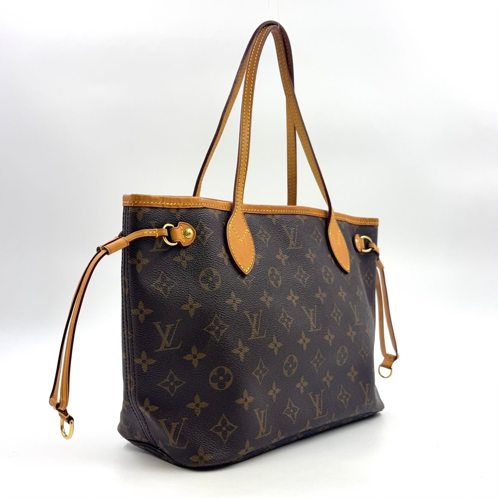 Louis Vuitton トートバッグ ブラウン ゴールド LOUIS VUITTON ネヴァーフルPM モノグラム モノグラム レザー×PVC