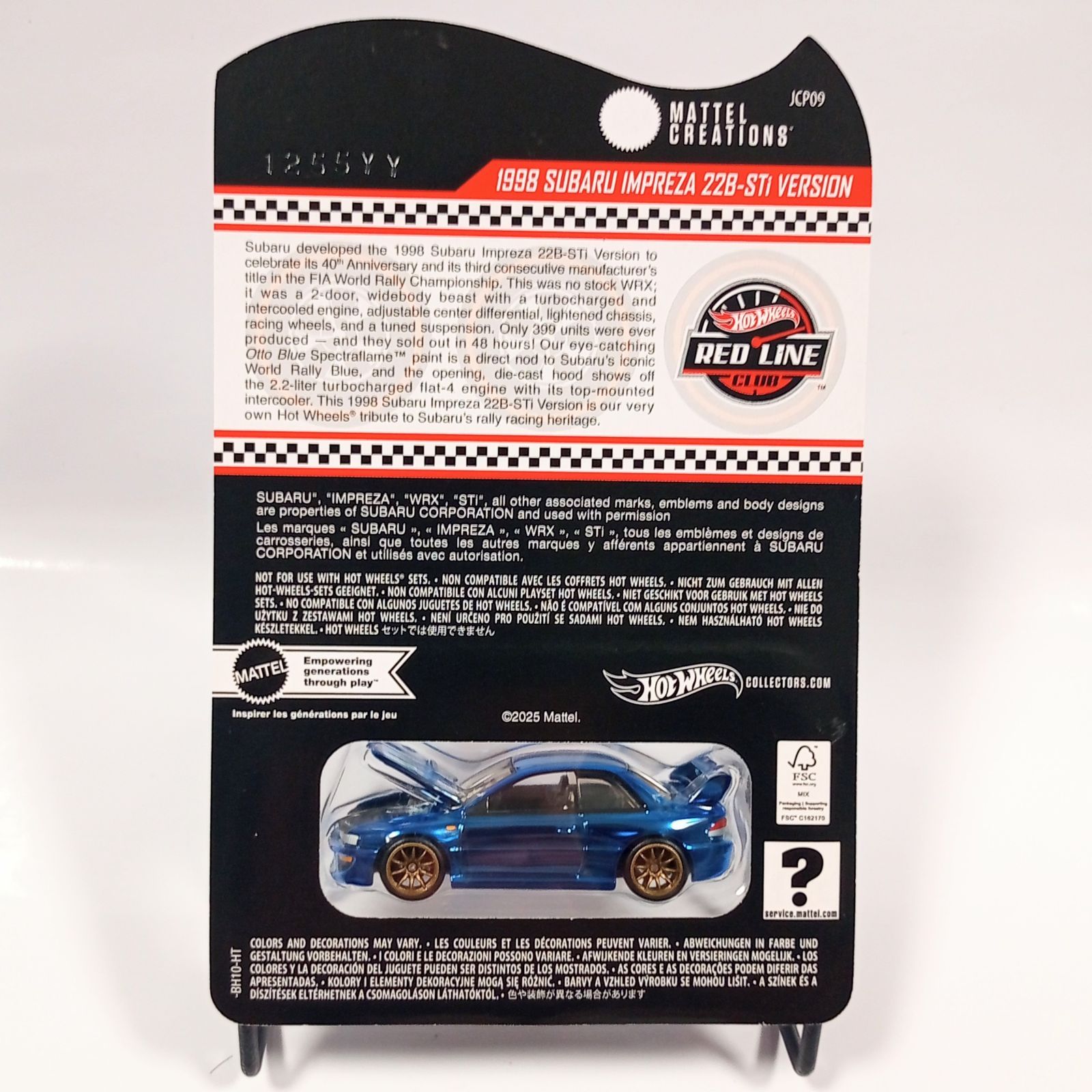 ホットウィール 1/64 RLC限定 1998 スバル インプレッサ 22B-STi