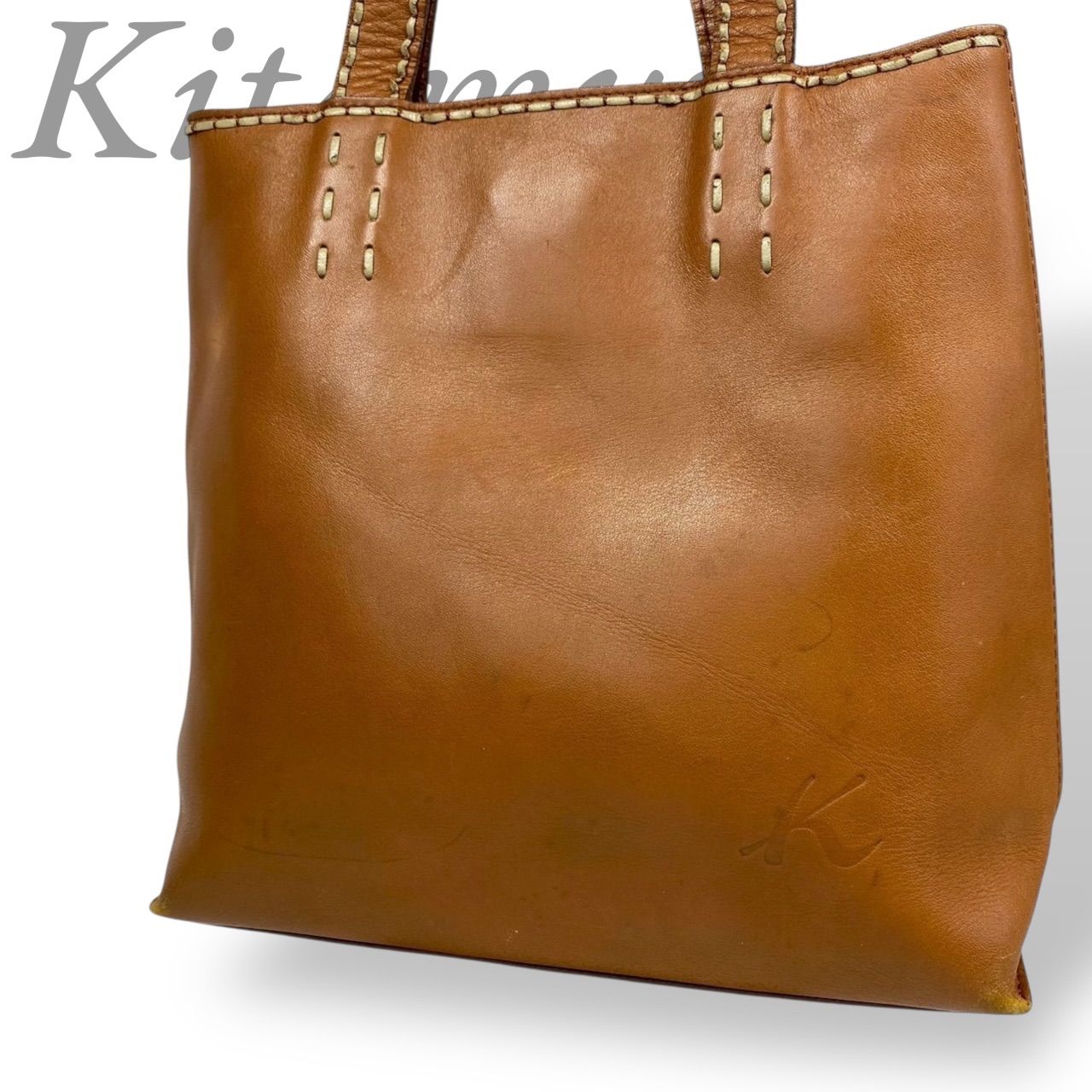 B4010】Kitamura キタムラ トートバッグ レザー シボ革 ブラウン ユニ