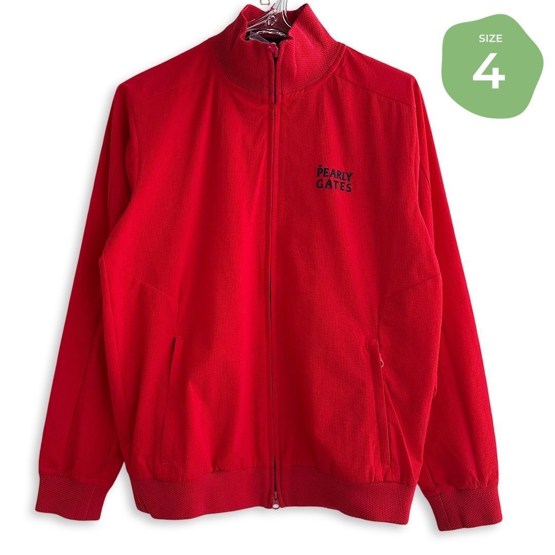 530 PEARLY GATES パーリーゲイツ 定価39 600円 メンズ ナイロンタスランドビーストレッチジャケット ブルゾン 赤 レッド 吸水速乾 撥水 ストレッチ ドライタッチ アウター サイズ4 Mサイズ