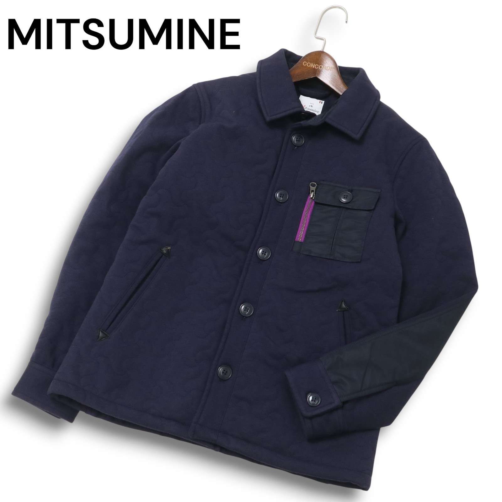 MITSUMINE ミツミネ 秋冬☆ 切替 波状ステッチ 中綿 シャツ ジャケット 