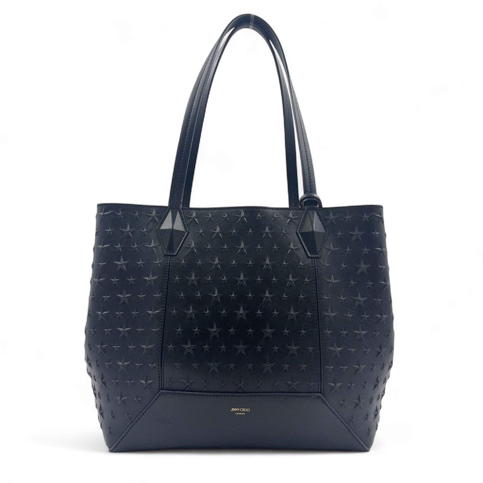 JIMMY CHOO ピムリコ スターエンボス レザー ブラック トートバッグ ゴールド