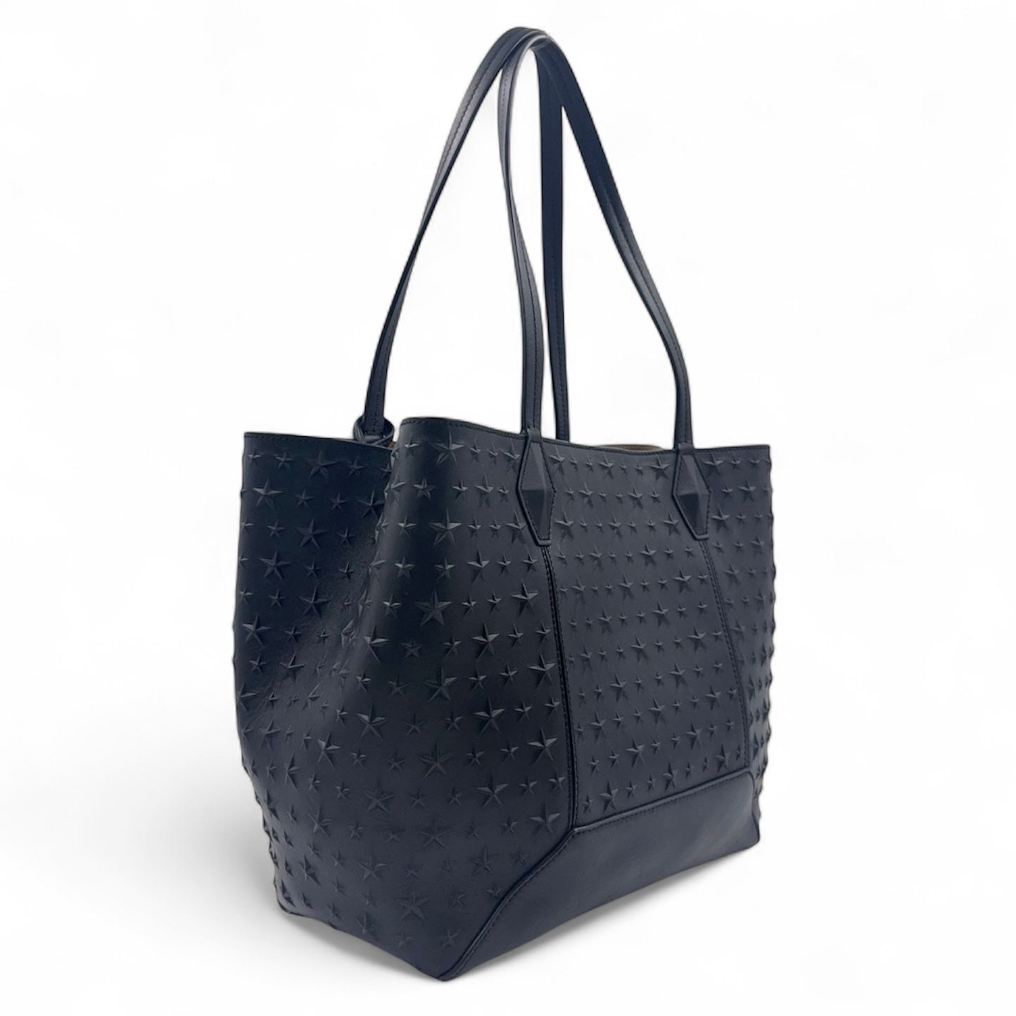 JIMMY CHOO ピムリコ スターエンボス レザー ブラック トートバッグ ゴールド