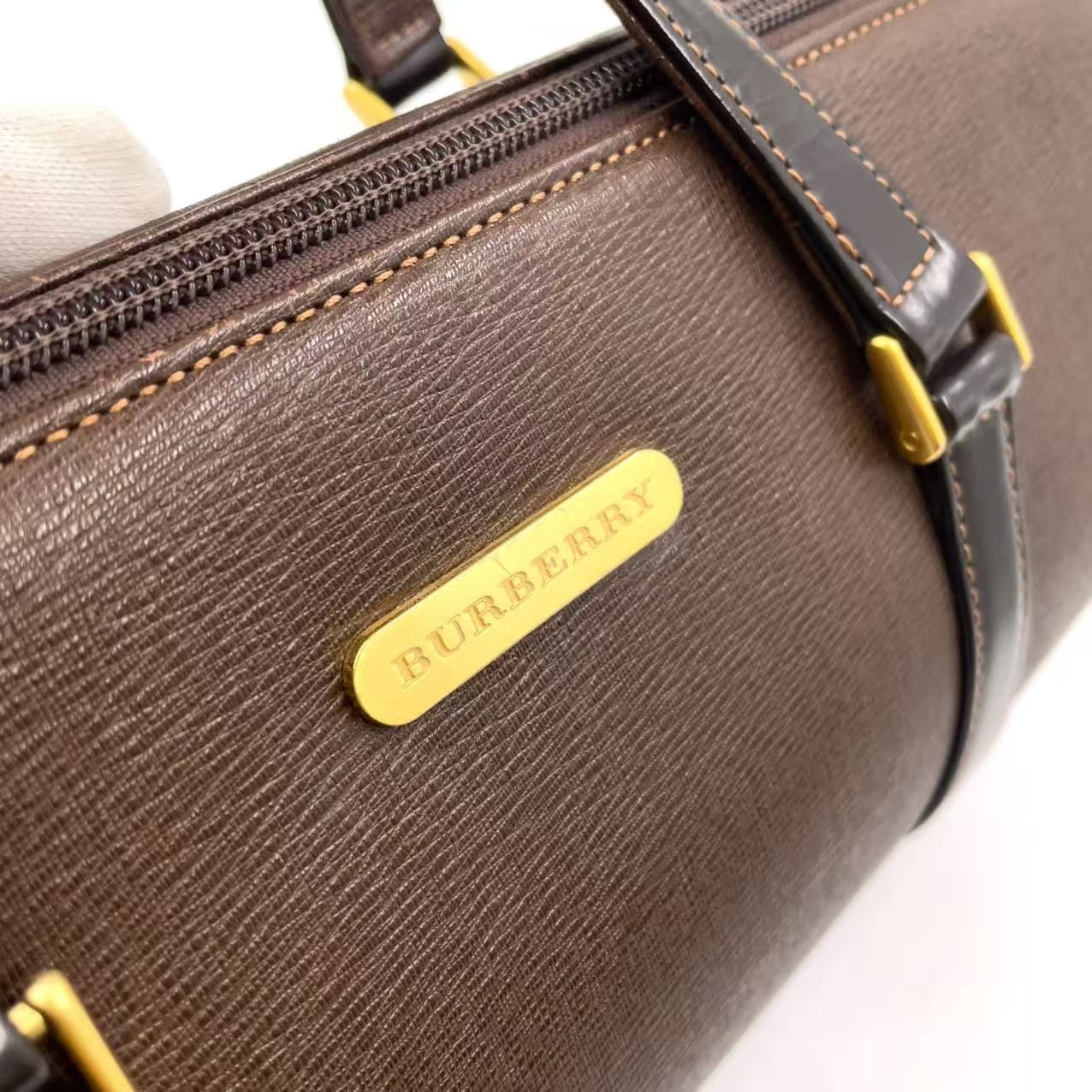 BURBERRY レザー ハンドバッグ レザー ブラウン ミニボストンバッグ